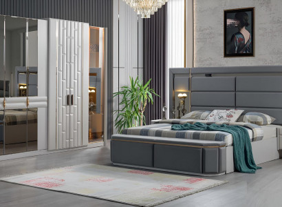 Complete bedroom furniture set bed 2x bedside table wardrobe new
